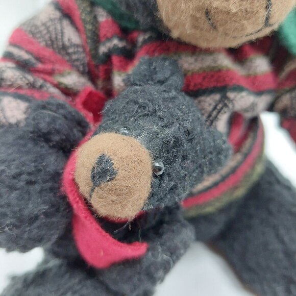 TJ Collection Black Bear Plush with Baby Bear 8'' Tall Decor Cabin Lodge - Picture 3 of 10